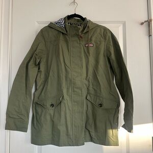 Vineyard Vines Olive Green Hooded Rain Trench Coat